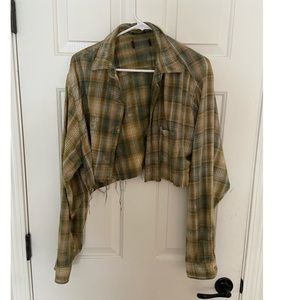Cropped Green Vintage Flannel